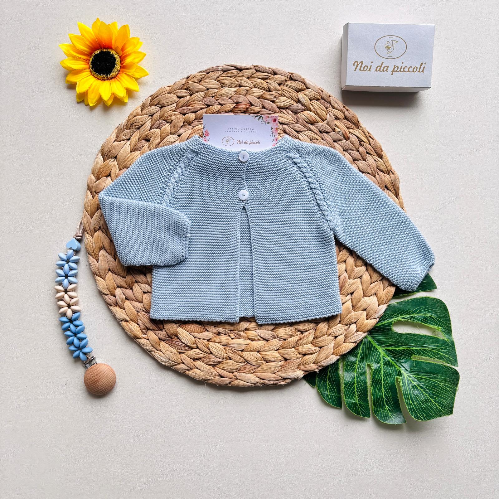 GOLFINO IN FILO CON RICAMI E BOTTONCINI CIELO - Noi da piccoli