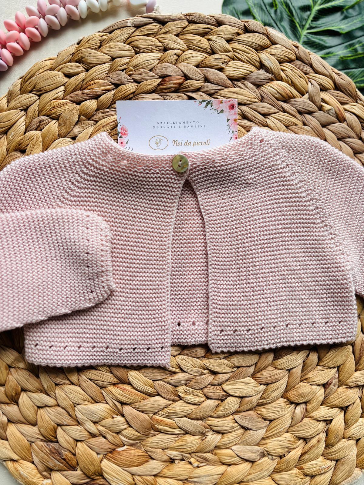 GOLFINO IN FILO CORTO CON BOTTONCINO IN MADREPERLA ROSA - Noi da piccoli