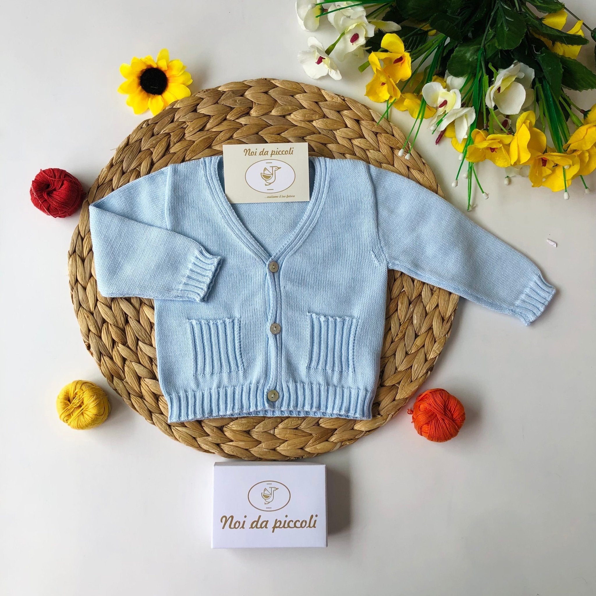 GOLFINO IN FILO DI COTONE CELESTE - Noi da piccoli