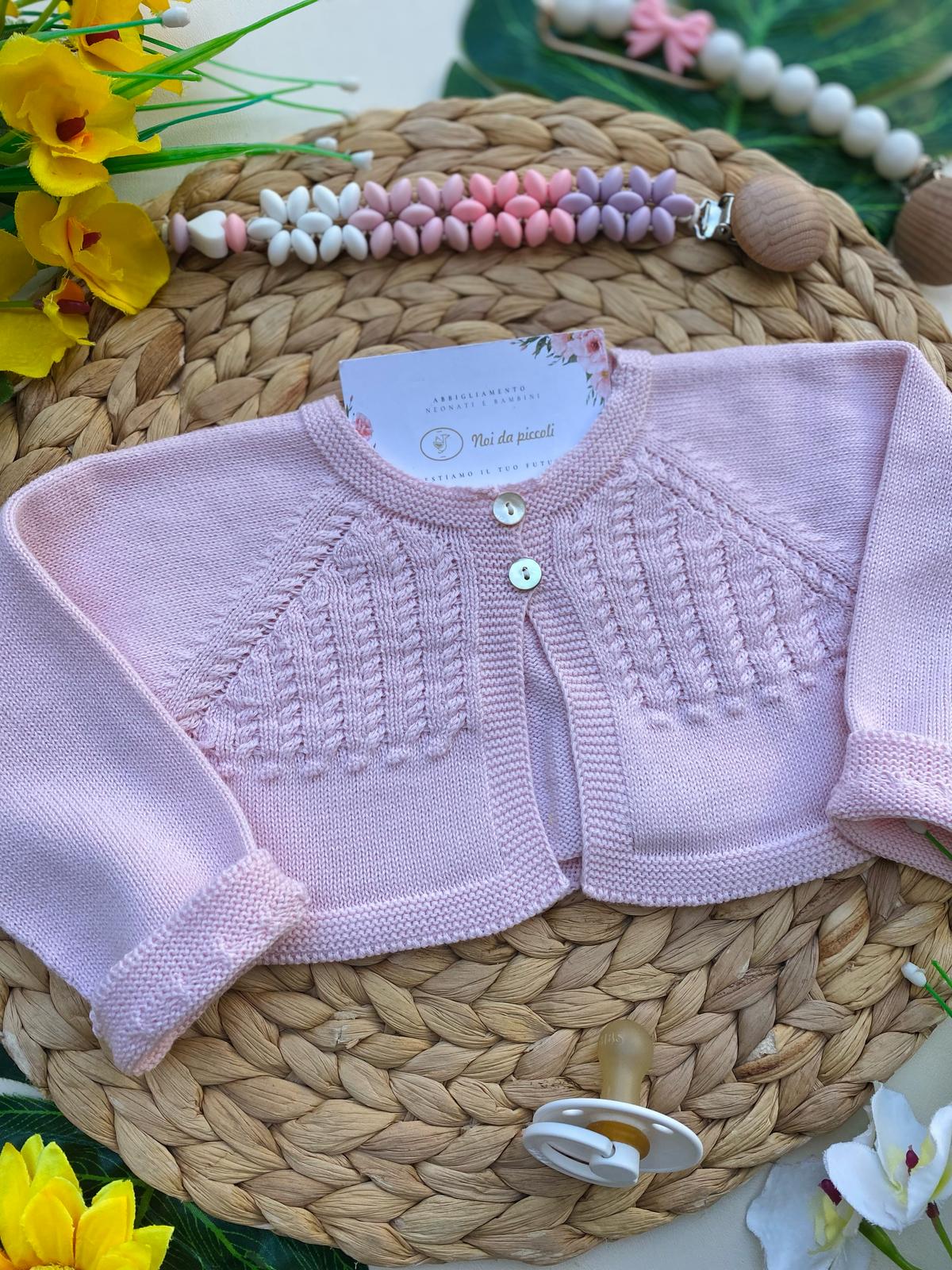 GOLFINO ROSA CON BOTTONCINO IN MADREPERLA - Noi da piccoli