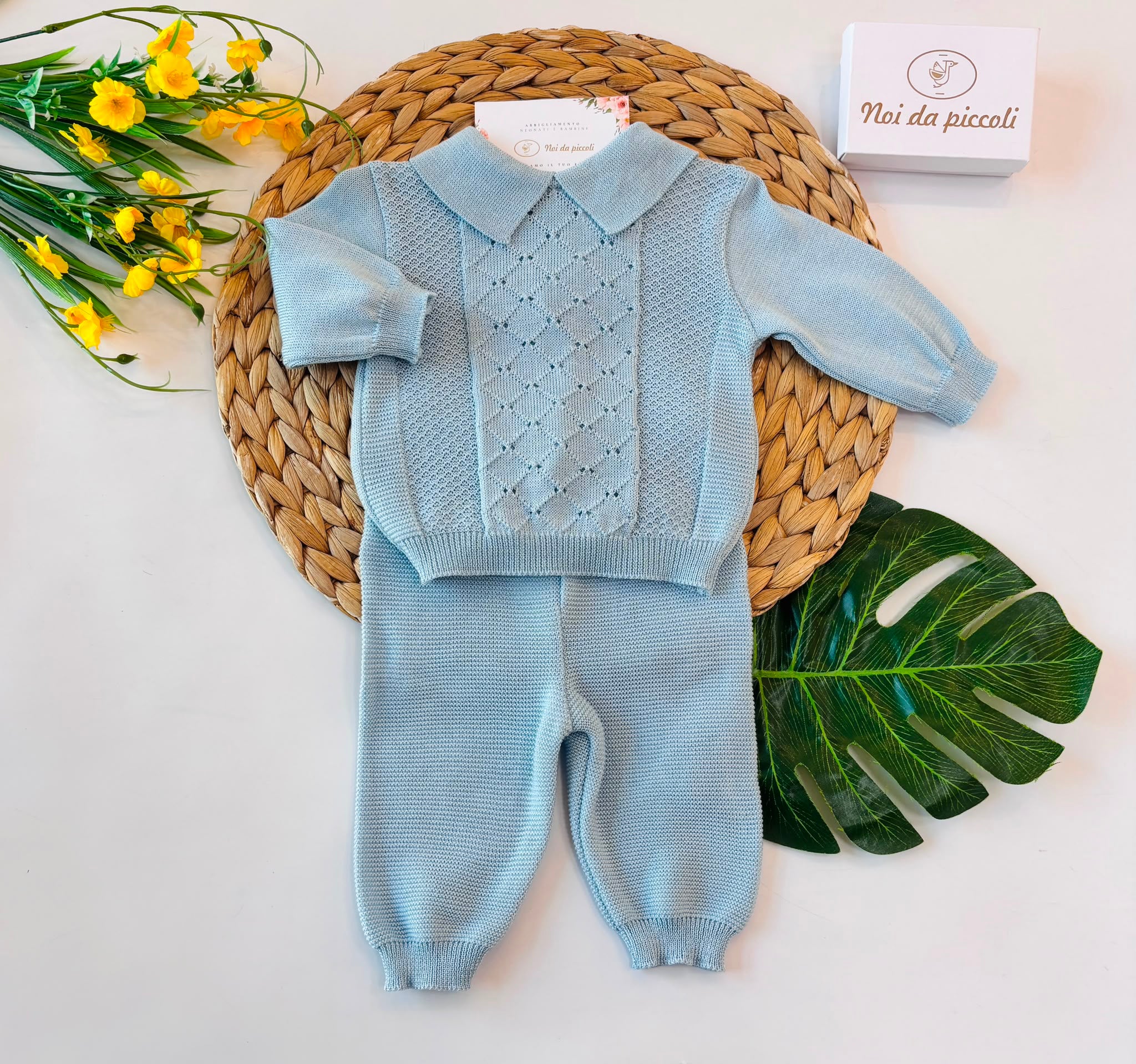 COMPLETO 100% FILO DI COTONE CIELO