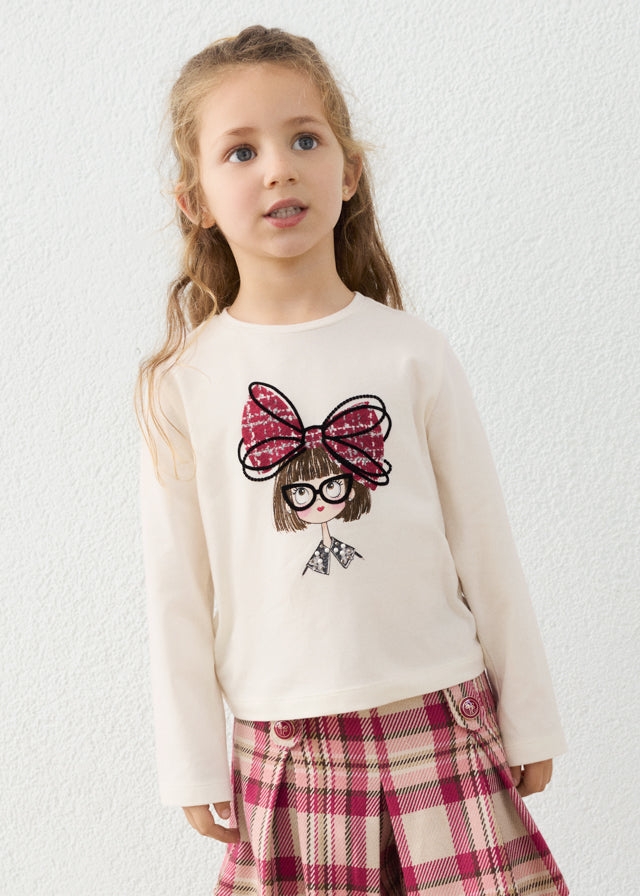 MAGLIA IN COTONE CALDO CRUDO CON BIMBA CON GLI OCCHIALI