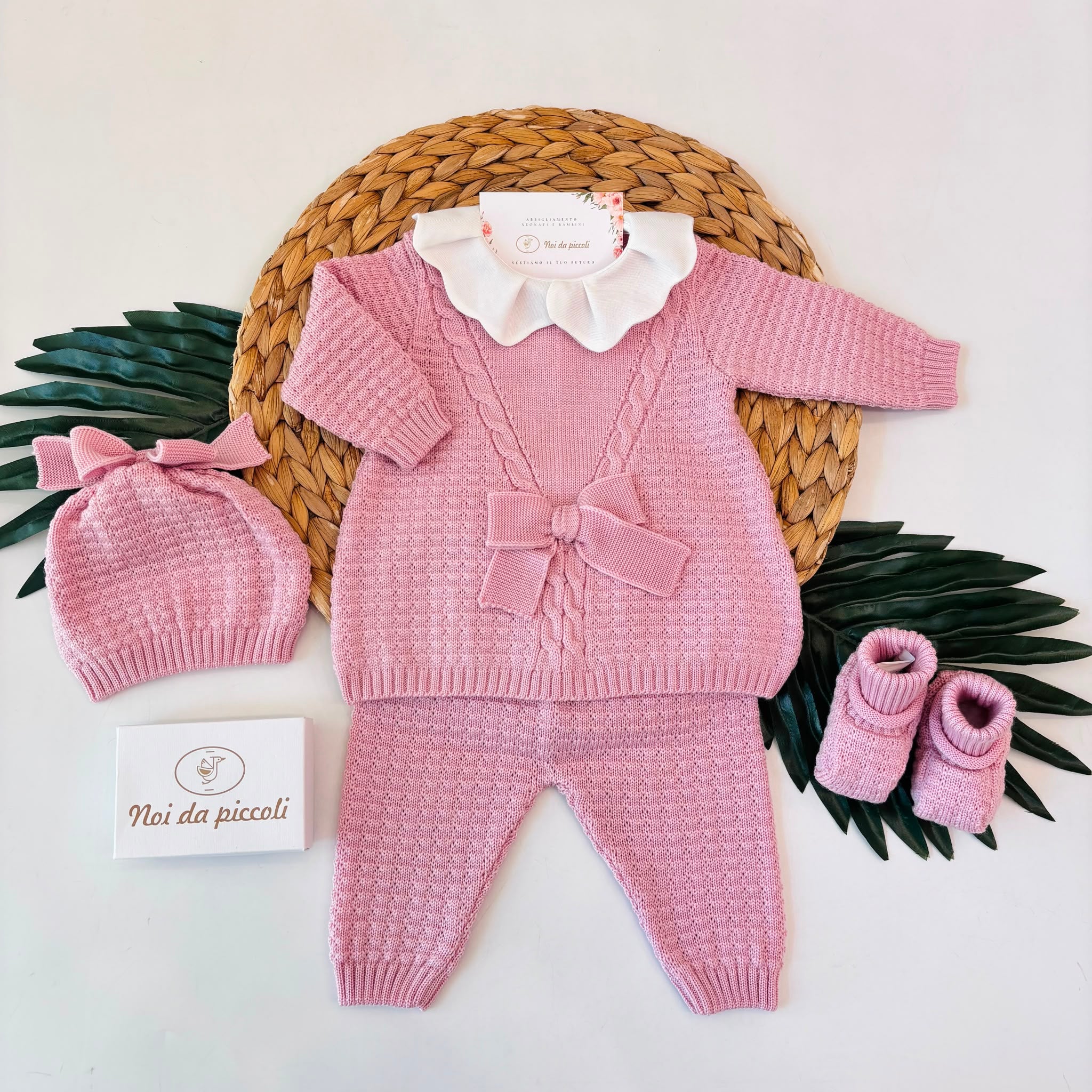 COMPLETO CON PARURE 100% LANA ROSA MARSALA