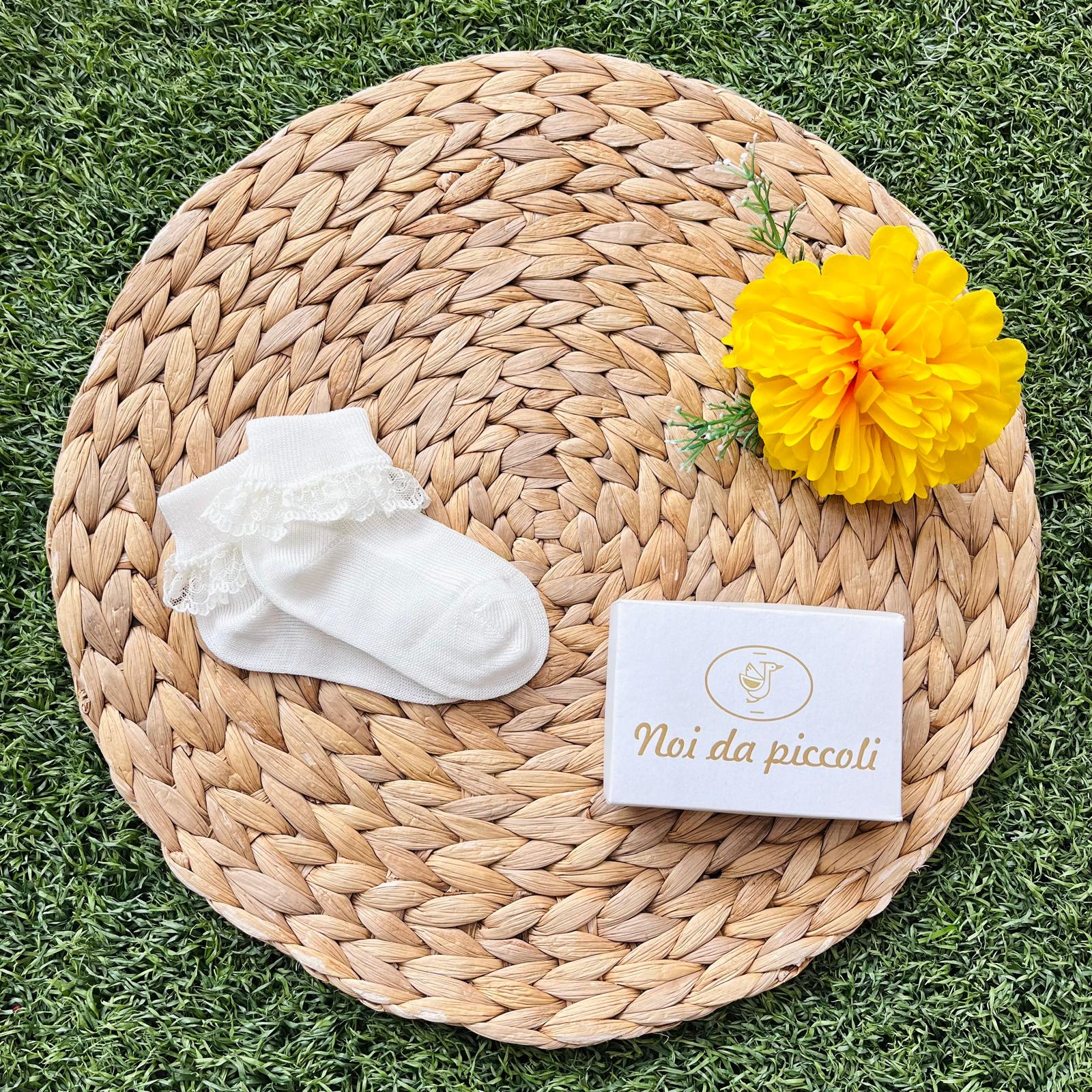 CALZINO CORTO CON ROUGE 100 % COTONE Bianco