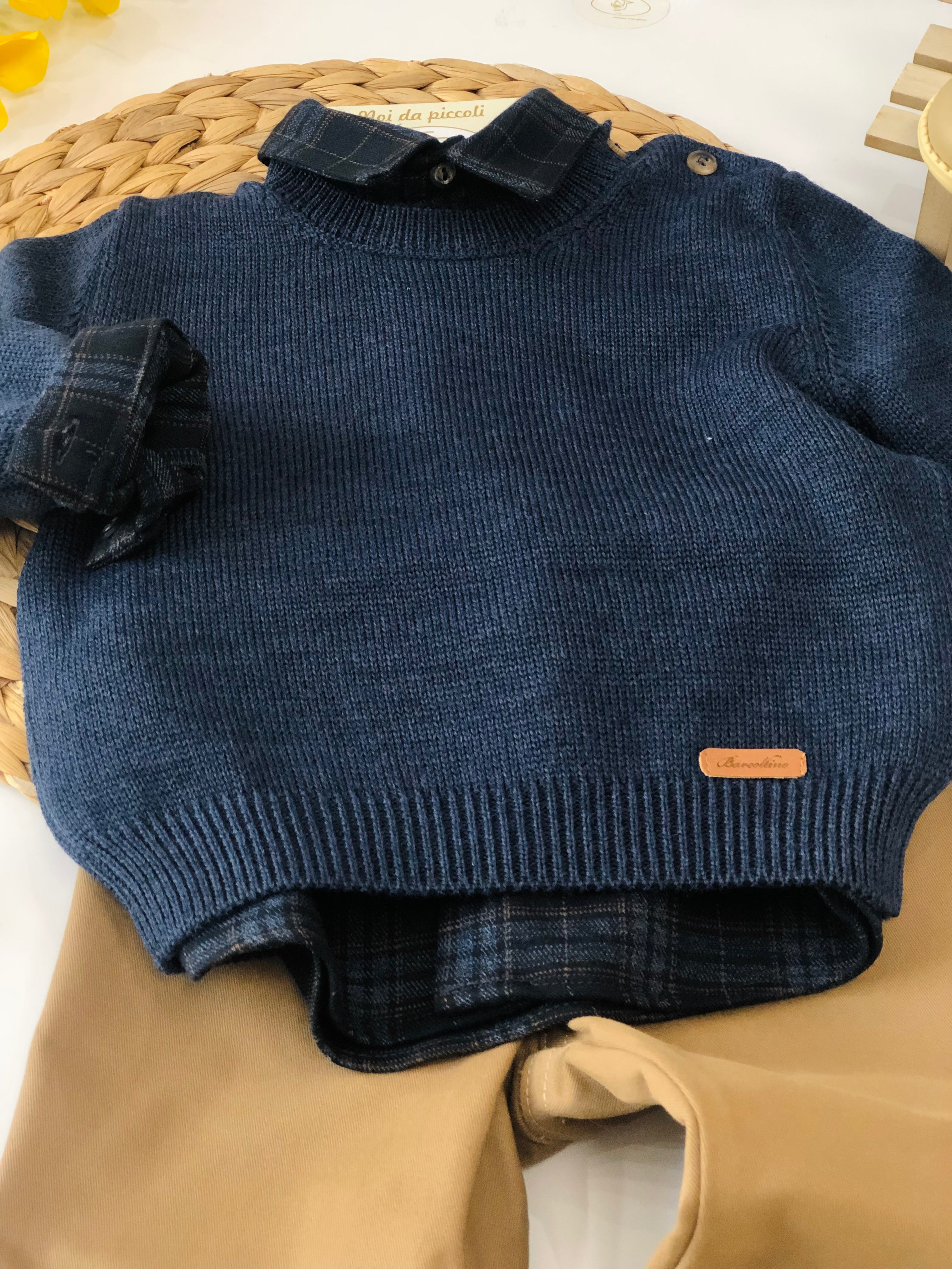 NAVI SHIRT WITH BEIGE TROUSERS