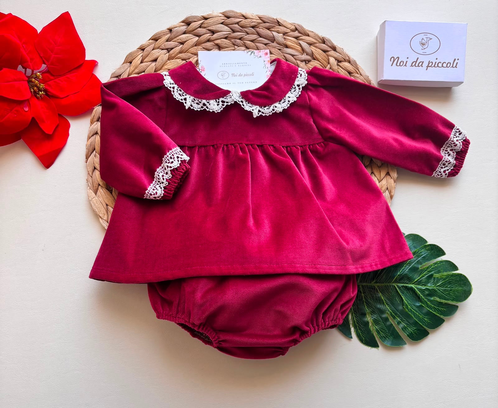COMPLETO 2 PZ COTONE CALDO ROSSO