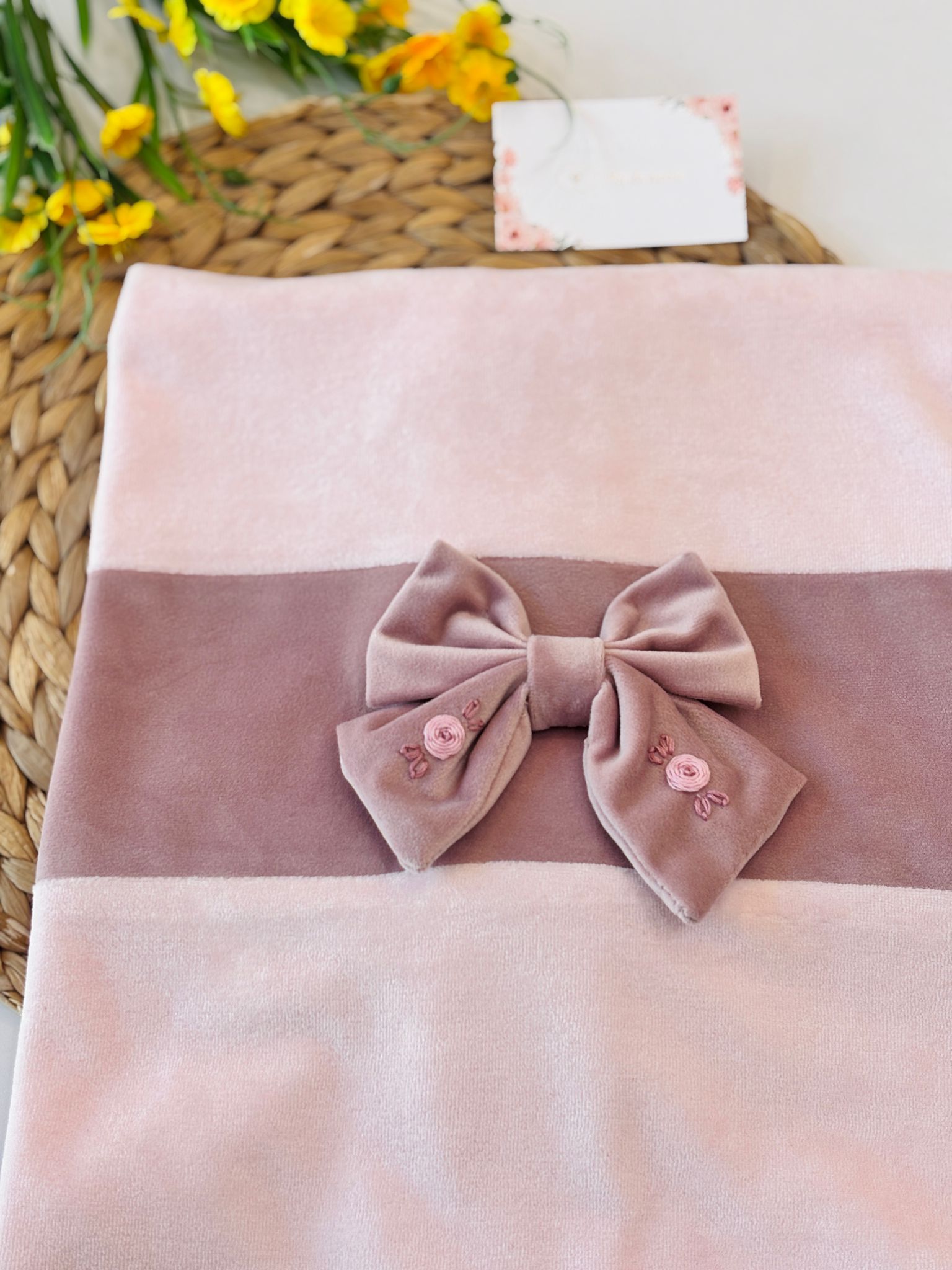COPERTINA CINIGLIA ROSA E MALVA FIOCCO