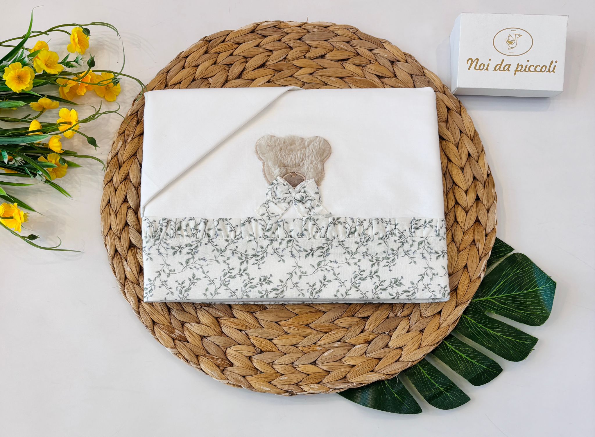 SET LENZUOLA 100 % COTONE FIORELLINI E ORSETTO