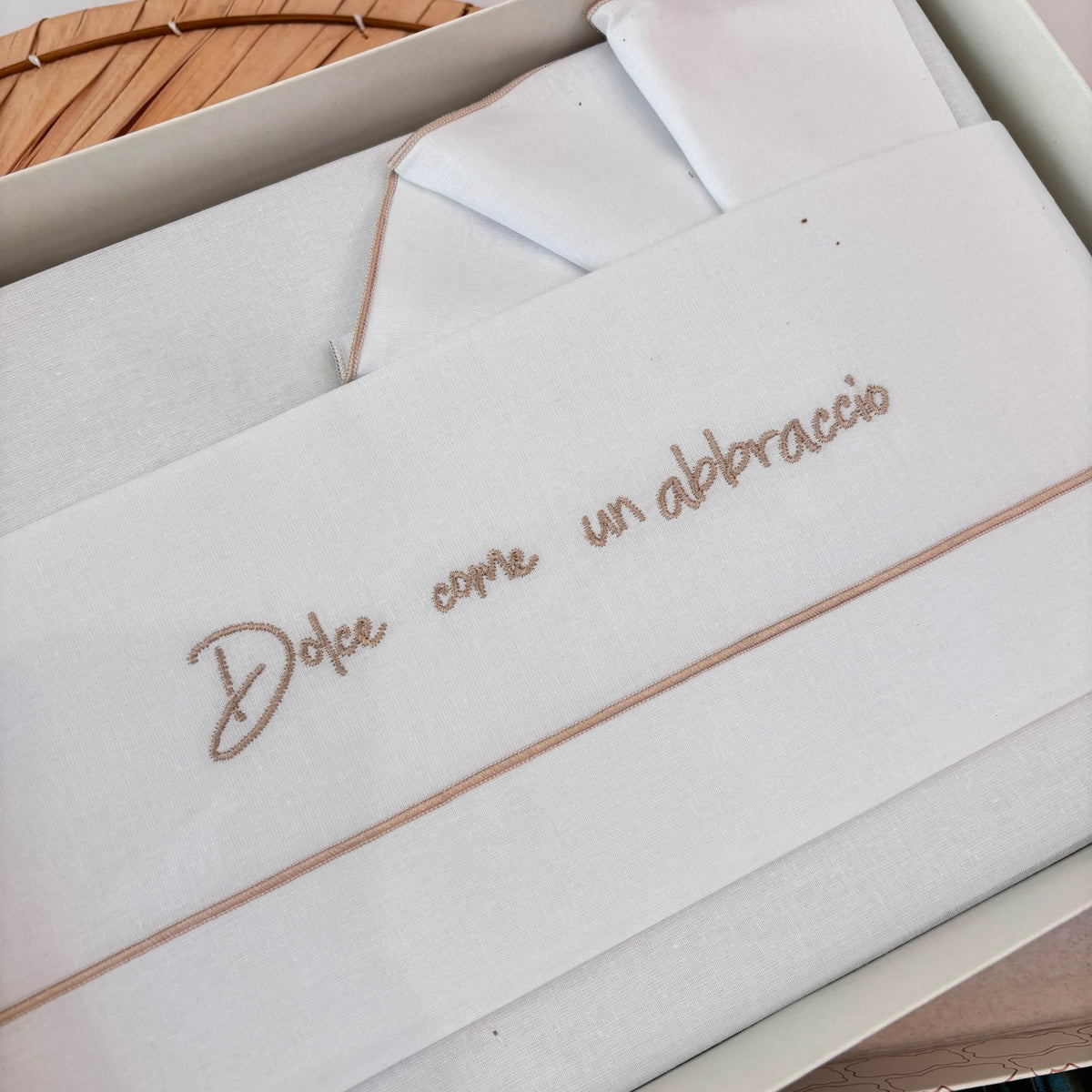 set lenzuola IN COTONE CALDO BEIGE "dolce come un abbraccio"