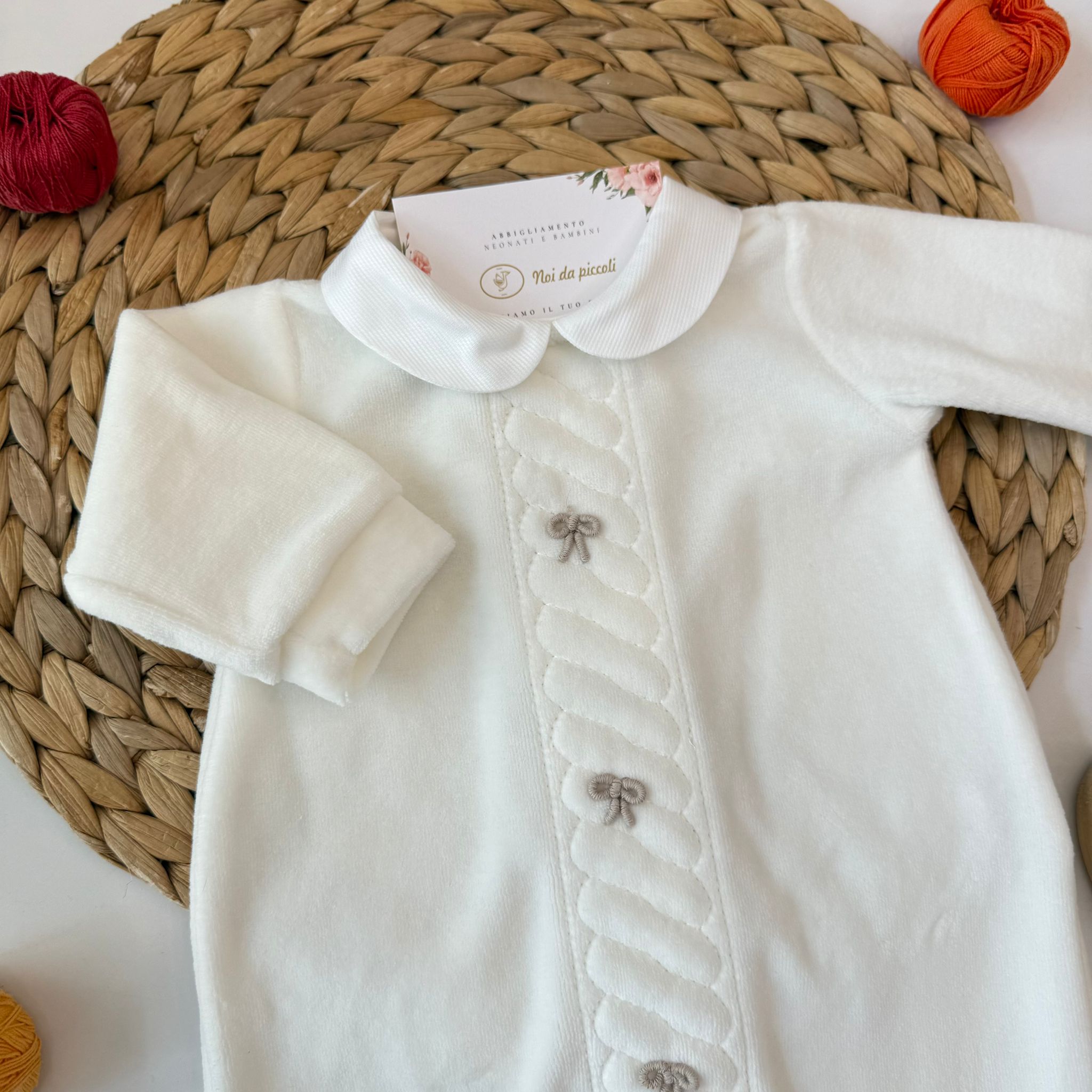TUTINA IN CINIGLIA PANNA CON FASCIA CENTRALE A TRECCIA
