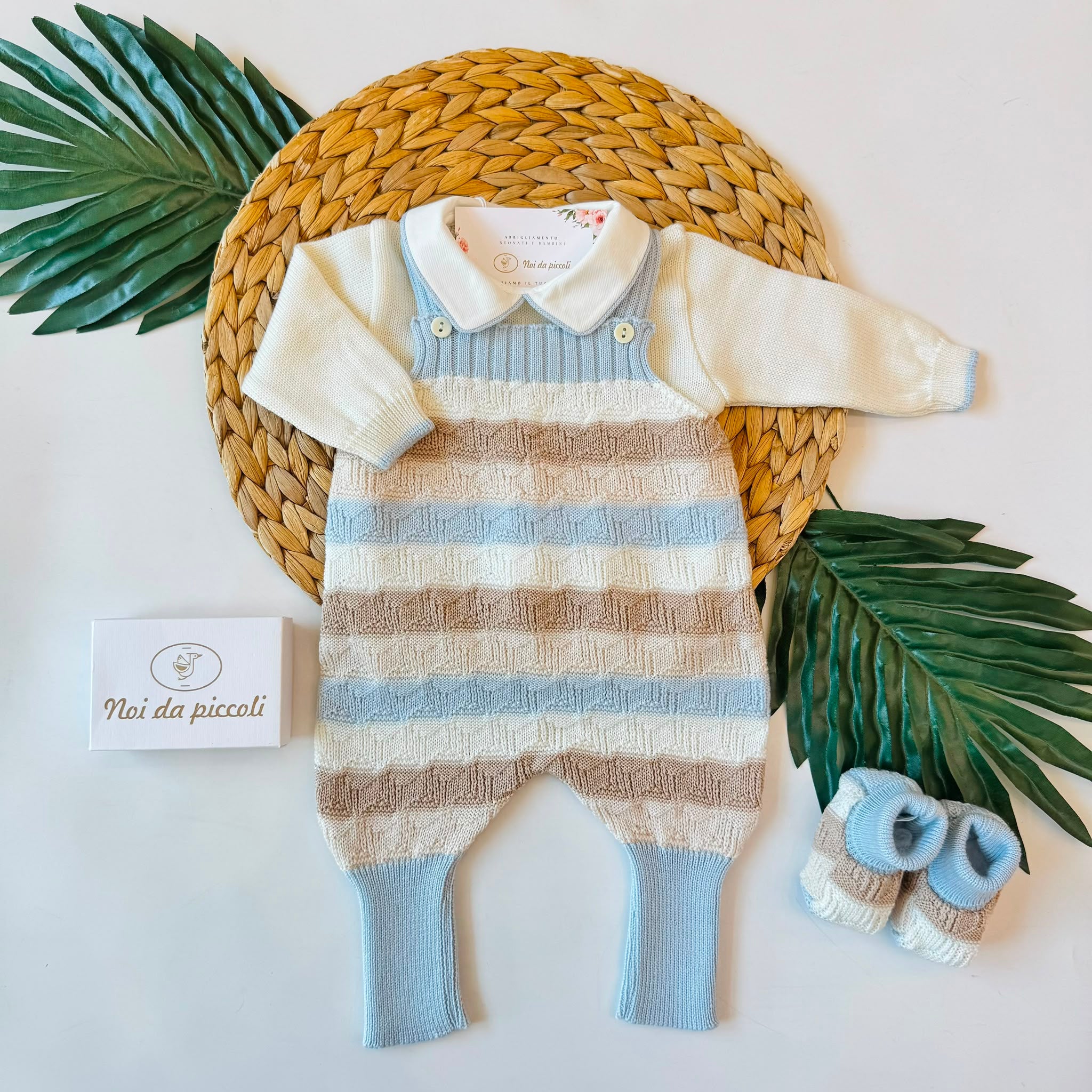 SALOPETTE CON BABBUCCE 100% LANA CIELO