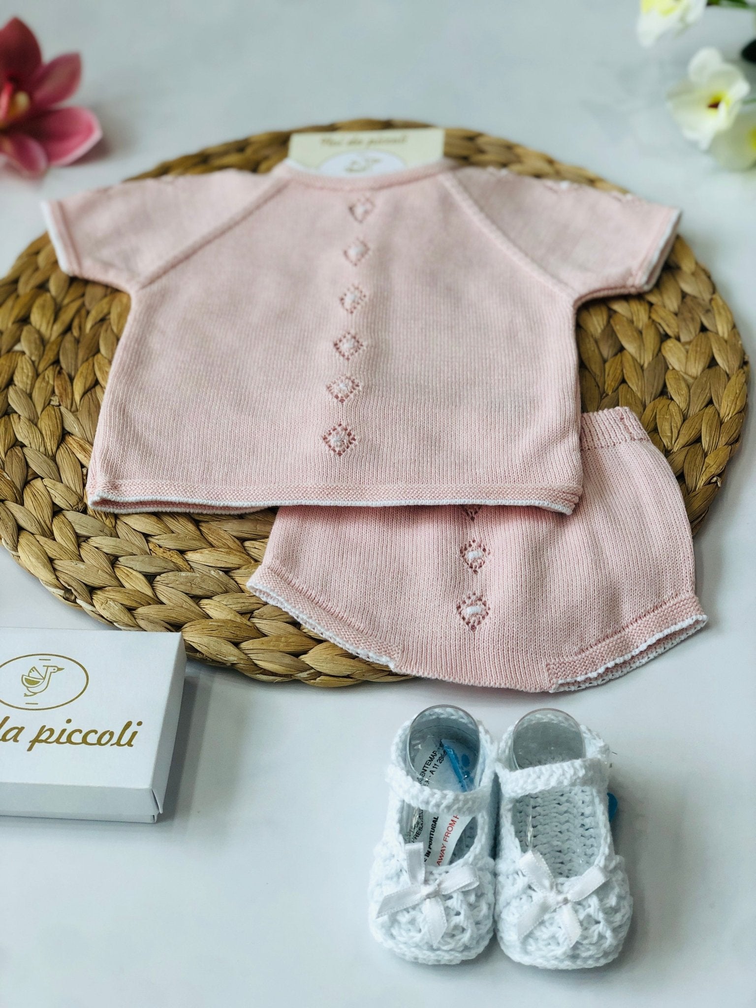 MAGLIA CON CULOTTINA FILO DI COTONE ROSA - Noi da piccoli