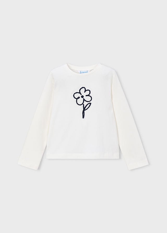 MAGLIA CON FIORE IN COTONE CALDO - Noi da piccoli