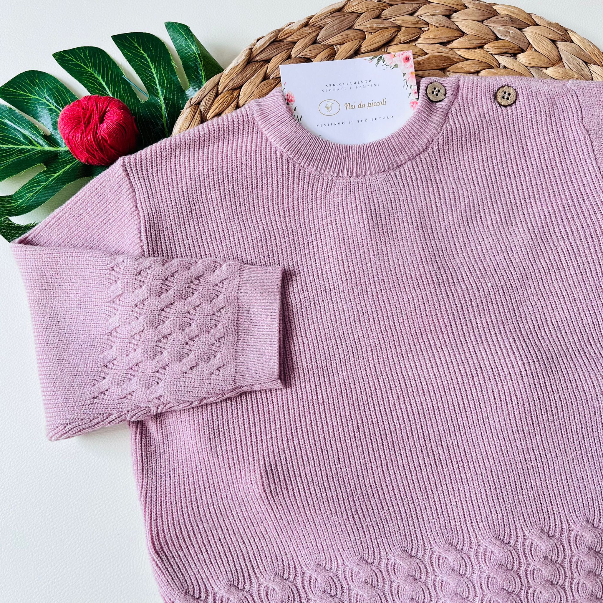 MAGLIA CON PANTALONE PALAZZO COTONE CALDO CUARZO - Noi da piccoli