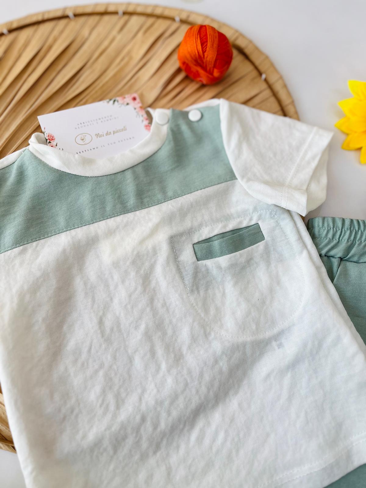 MAGLIA CON PANTALONE SALVIA COTONE - Noi da piccoli