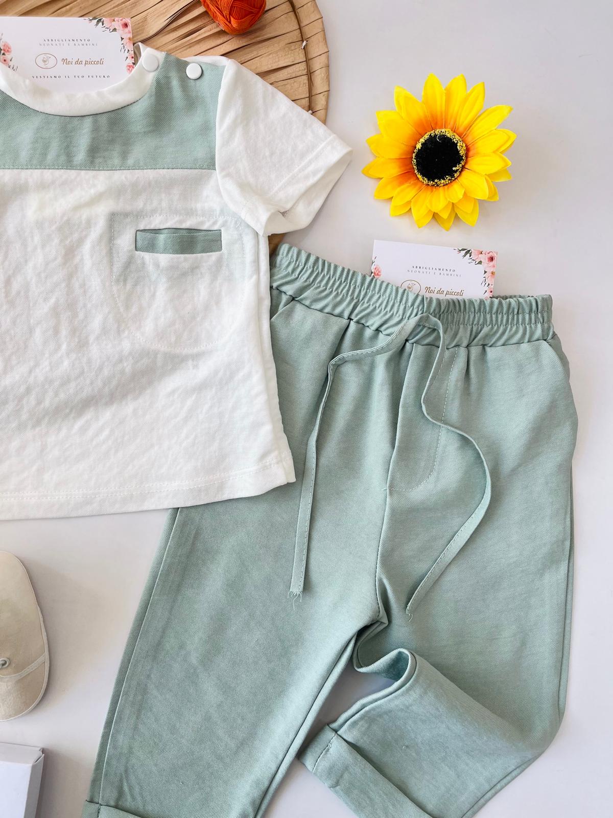 MAGLIA CON PANTALONE SALVIA COTONE - Noi da piccoli