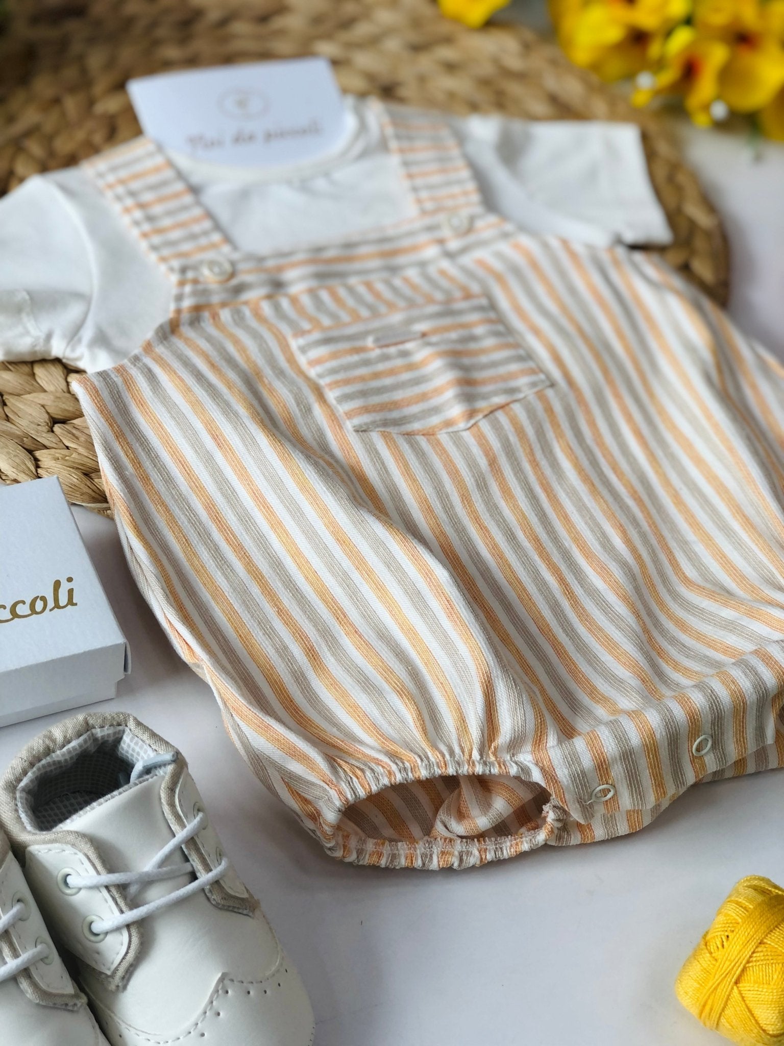 MAGLIA CON SALOPETTE ALTA RIGHE MANDARINO - Noi da piccoli