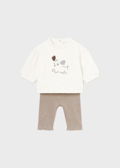 MAGLIA CREMA CON LEGGINS MARRONE - Noi da piccoli