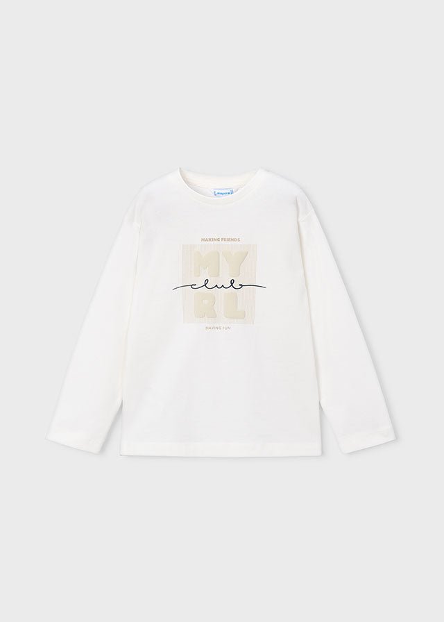 MAGLIA IN COTONE CALDO BIANCO CON SCRITTA - Noi da piccoli