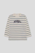 MAGLIA IN COTONE CALDO CON RIGHE PANNA