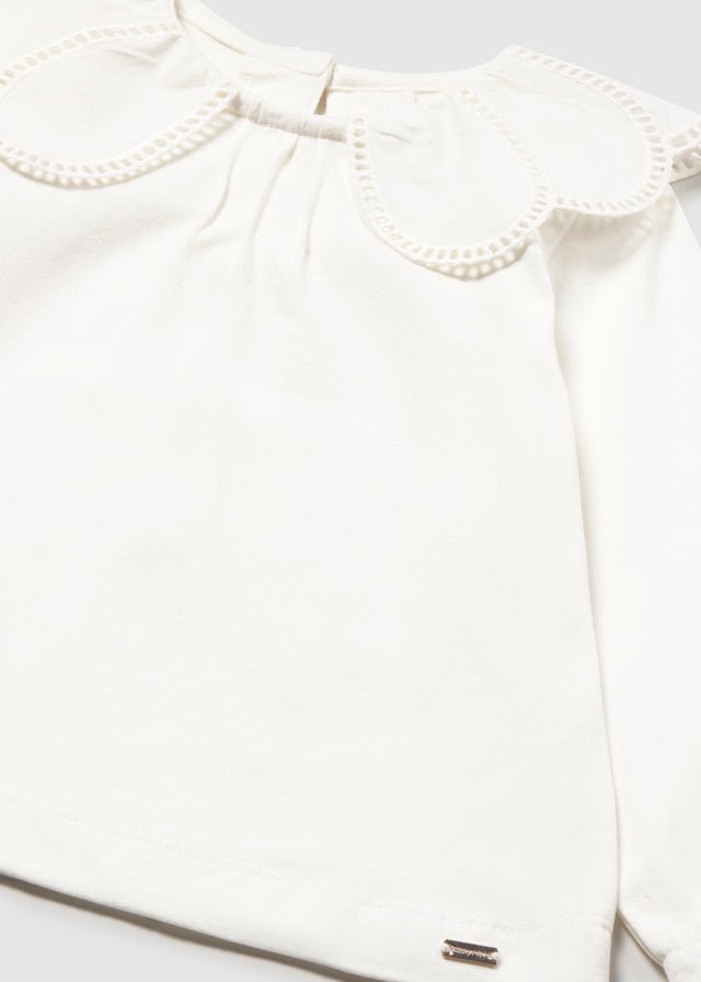 MAGLIA IN COTONE CALDO CRUDO CON COLLETTO ARROTONDATO - Noi da piccoli
