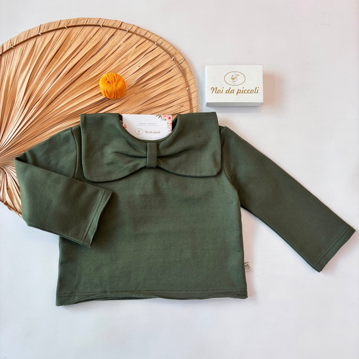 MAGLIA IN COTONE CALDO VERDE con fiocco - Noi da piccoli