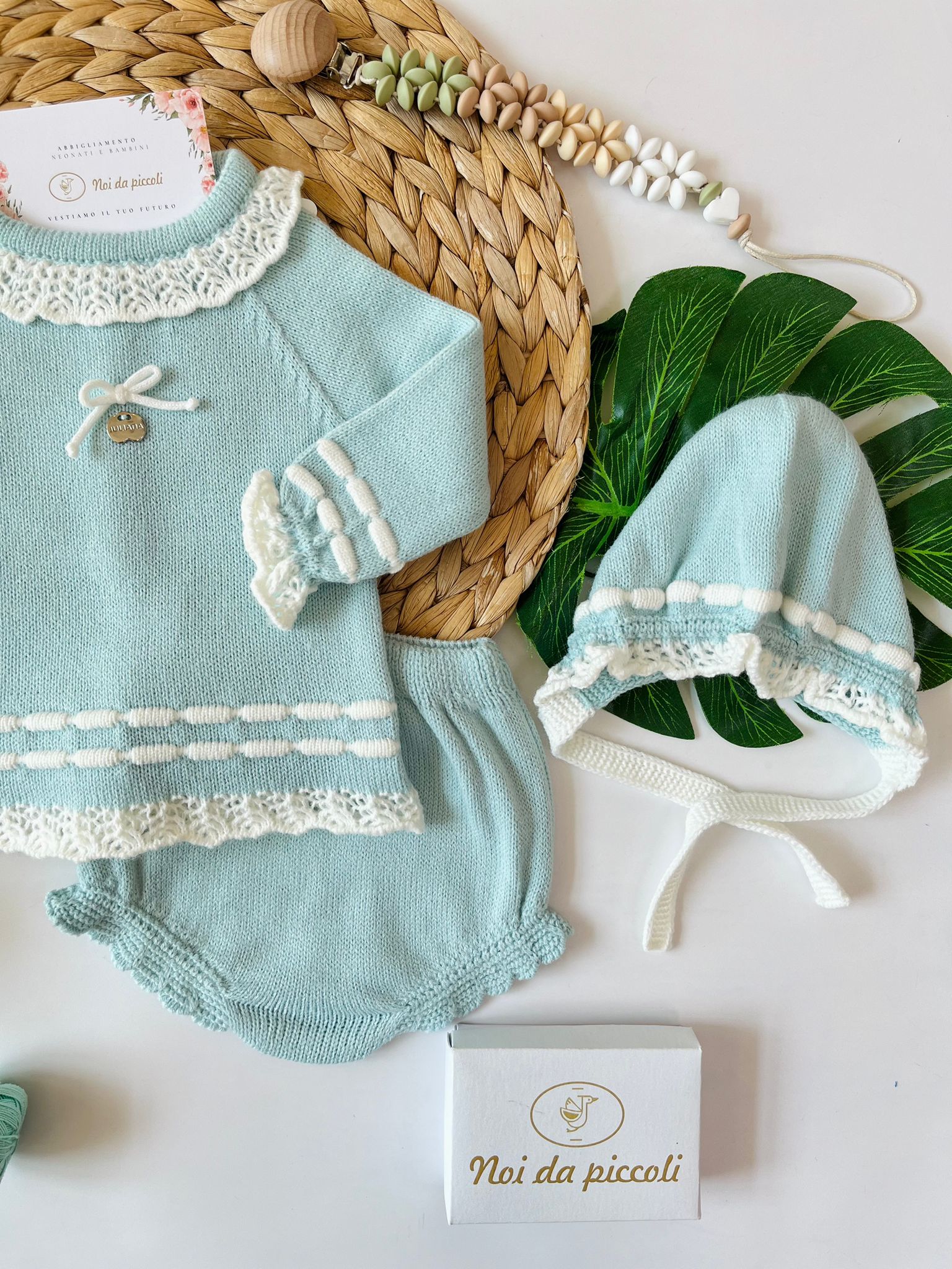 MAGLIETTINA CON CULOTTINA E CUFFIA 100% ACRILICO AGATEA - Noi da piccoli