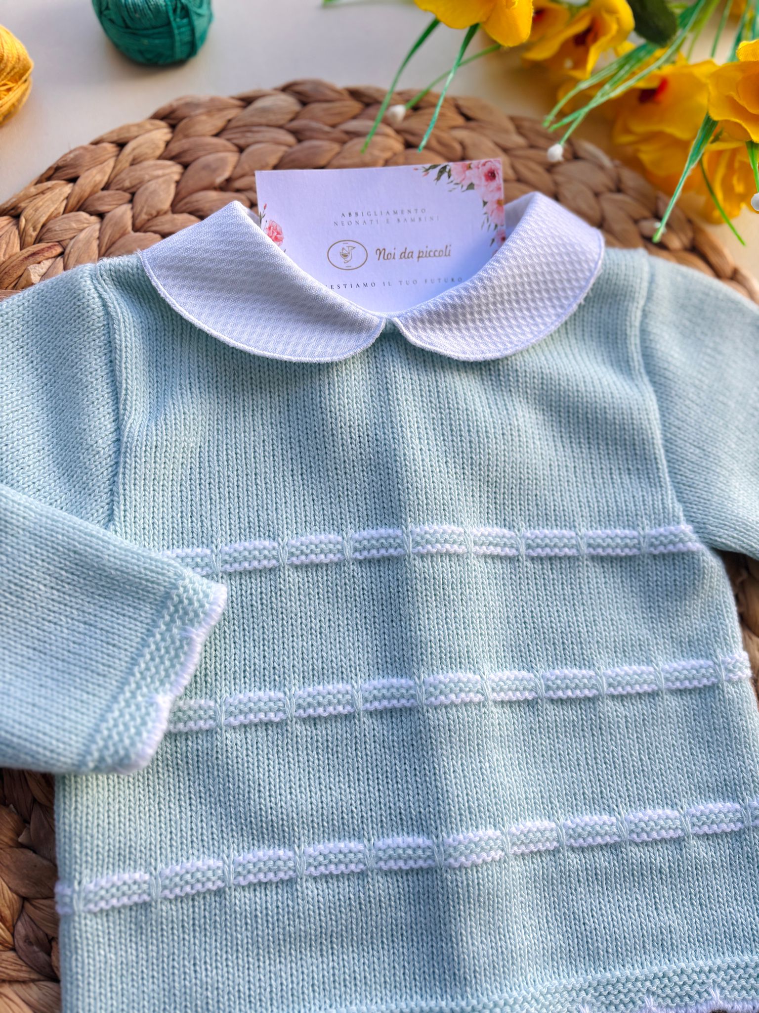 MAGLIETTINA CON CULOTTINA FILATO CALDO VERDE MENTA - Noi da piccoli