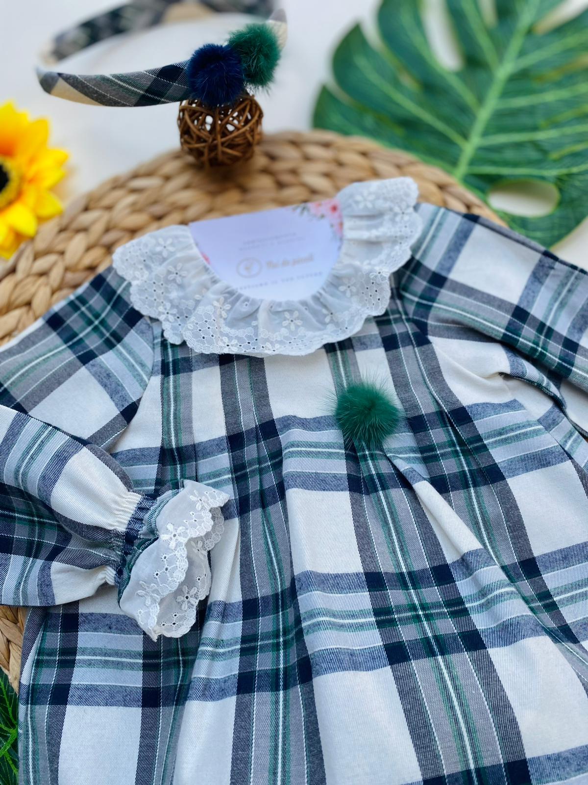 MAGLIETTINA CON CULOTTINA FILATO CALDO VERDE QUADRONI - Noi da piccoli