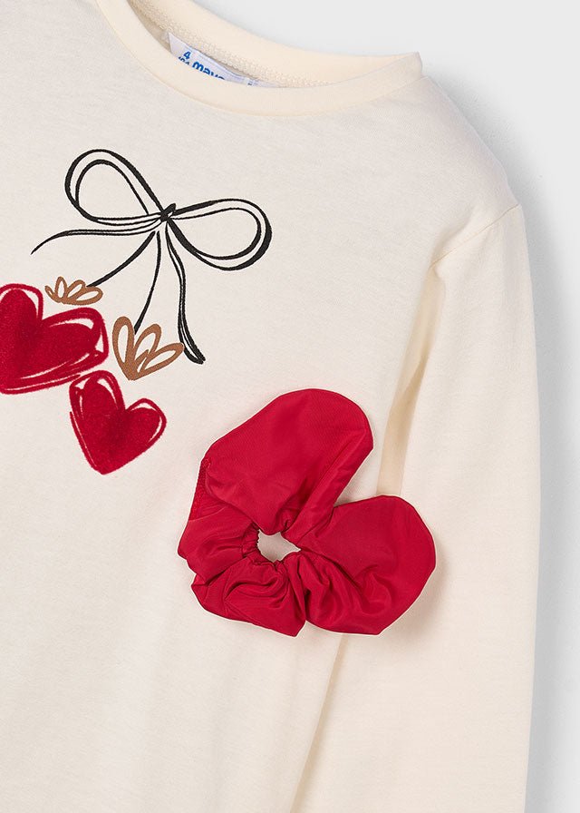 MAGLIETTINA IN CALDO COTONE CON CUORICINI CREMA - Noi da piccoli