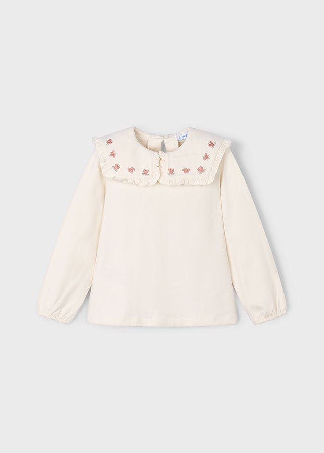 MAGLIETTINA IN CALDO COTONE CON CUORICINI CREMA - Noi da piccoli