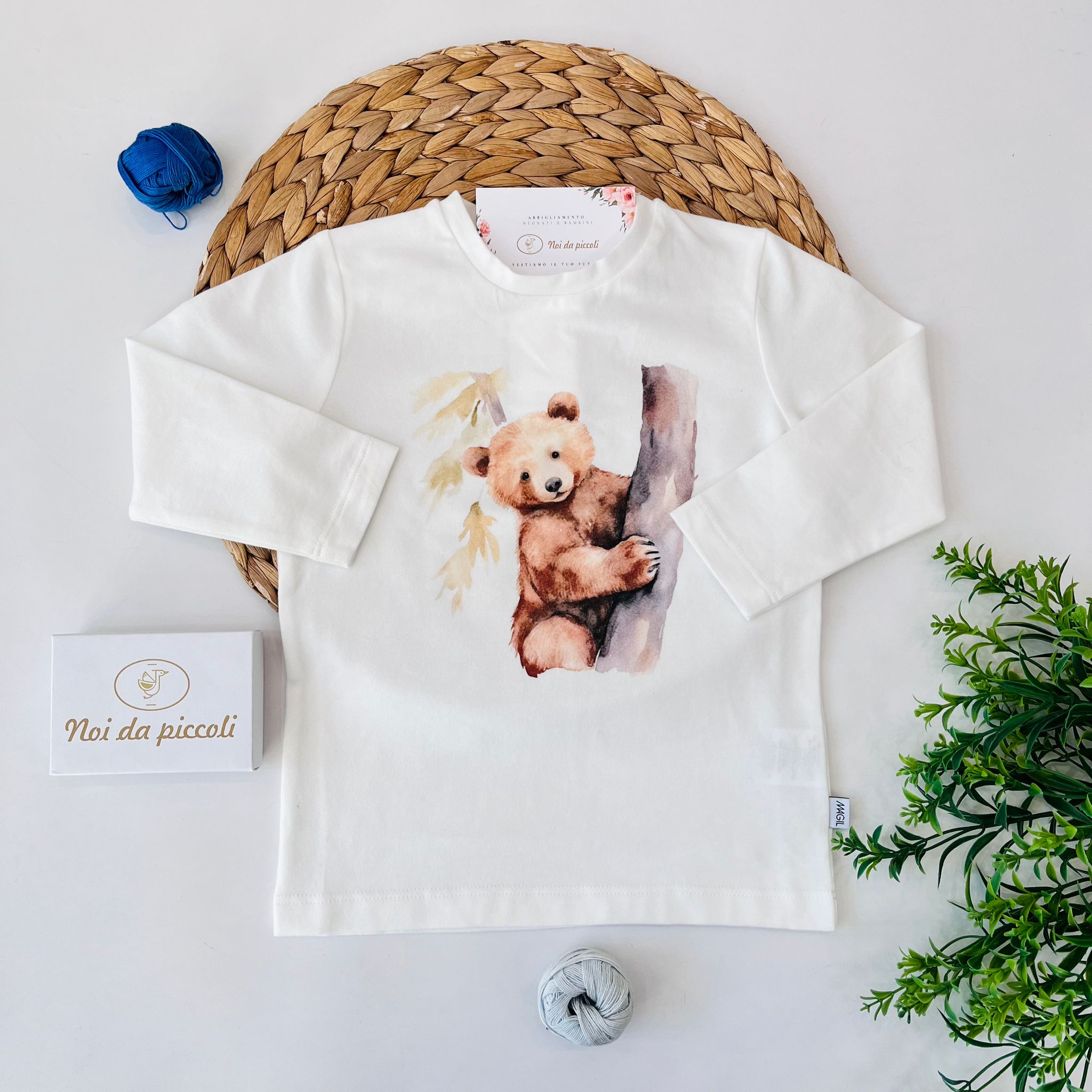 MAGLIETTINA IN CALDO COTONE ORSO BIANCO - Noi da piccoli