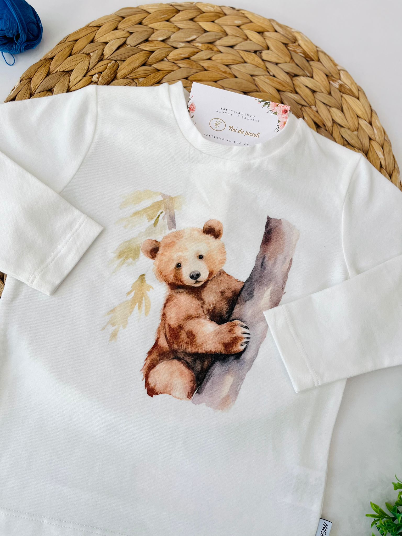 MAGLIETTINA IN CALDO COTONE ORSO BIANCO - Noi da piccoli