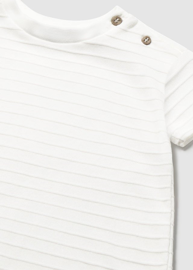 MAGLIETTINA IN COTONE A RIGHE BIANCO - Noi da piccoli