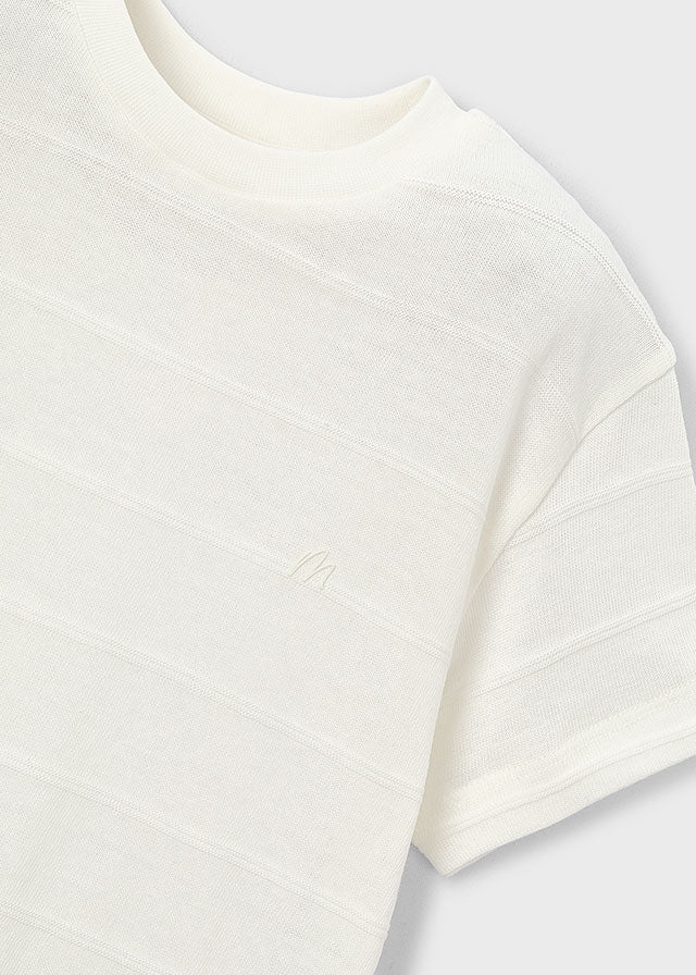 MAGLIETTINA IN COTONE A RIGHE BIANCO - Noi da piccoli