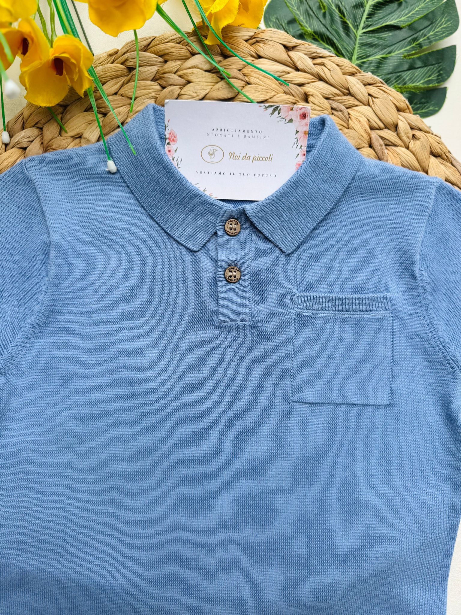 MAGLIETTINA IN COTONE CIELO - Noi da piccoli