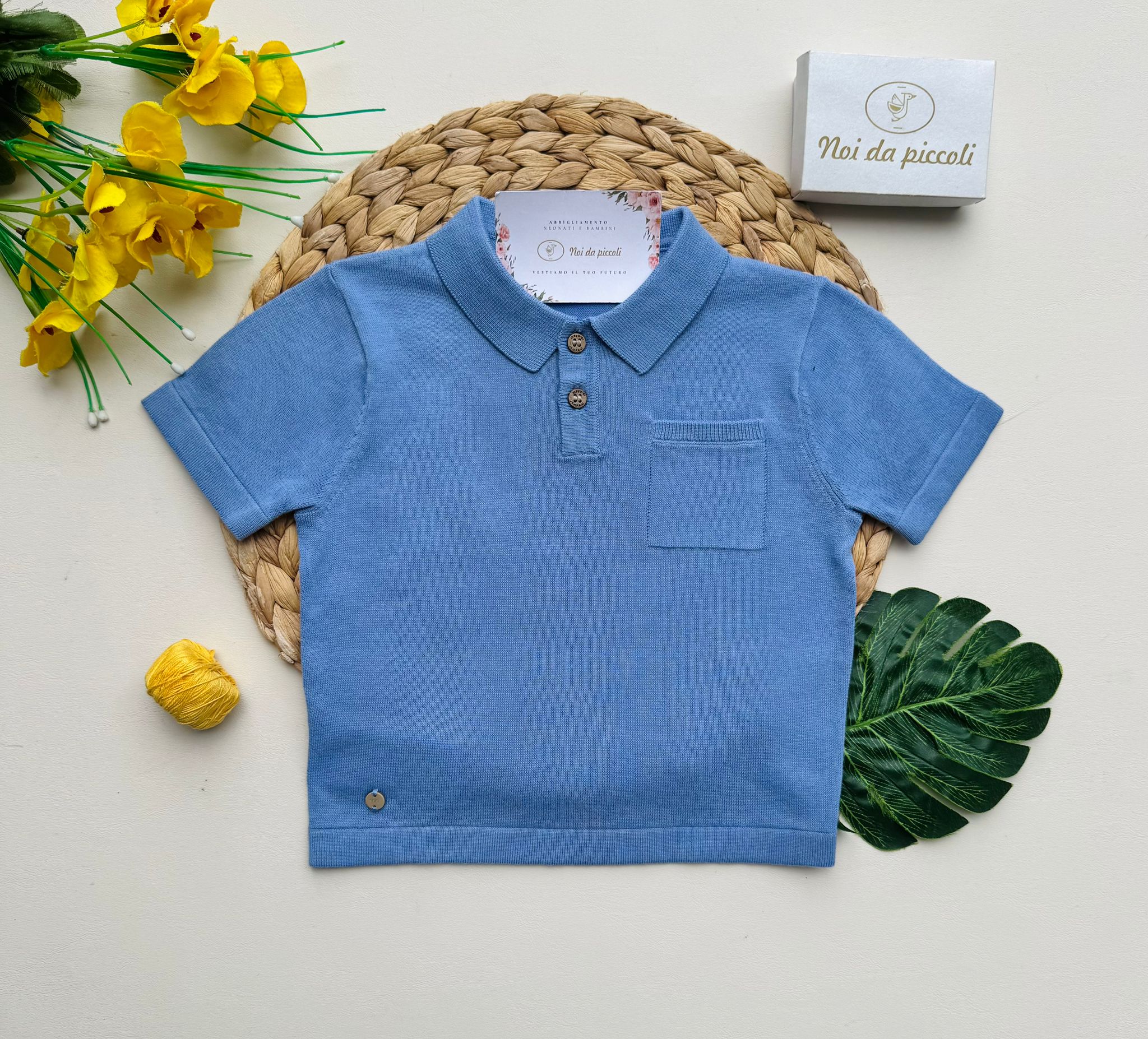 MAGLIETTINA IN COTONE CIELO - Noi da piccoli