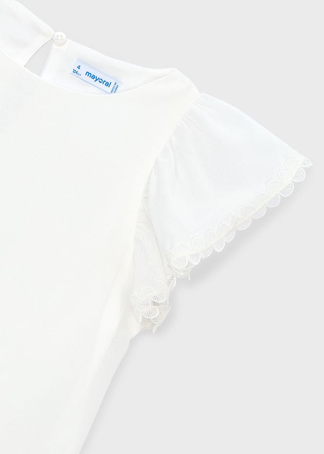 MAGLIETTINA IN COTONE CON MANICHE A SBUFFO BIANCO - Noi da piccoli