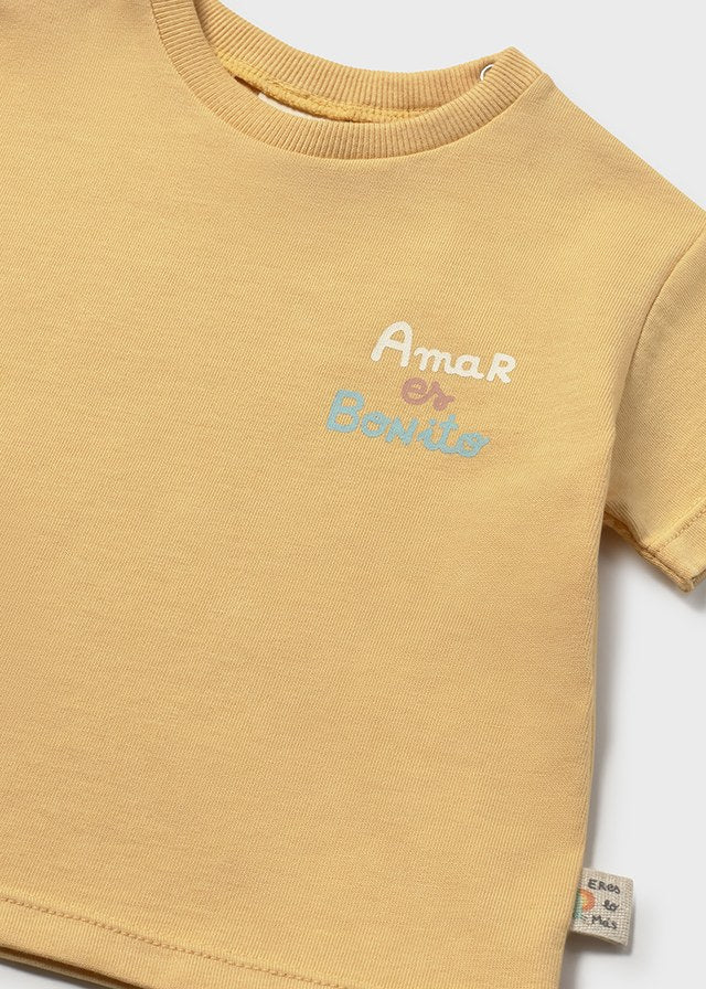 MAGLIETTINA IN COTONE CON SCRITTE COLORATE MIELE - Noi da piccoli