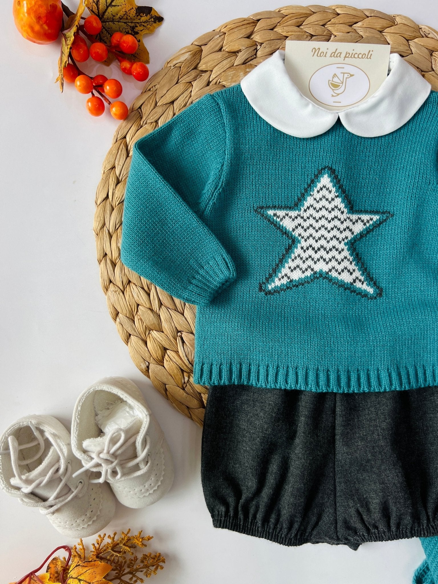 MAGLIETTINA STAR CON CULOTTINA FILATO CALDO E FLANELLA - Noi da piccoli