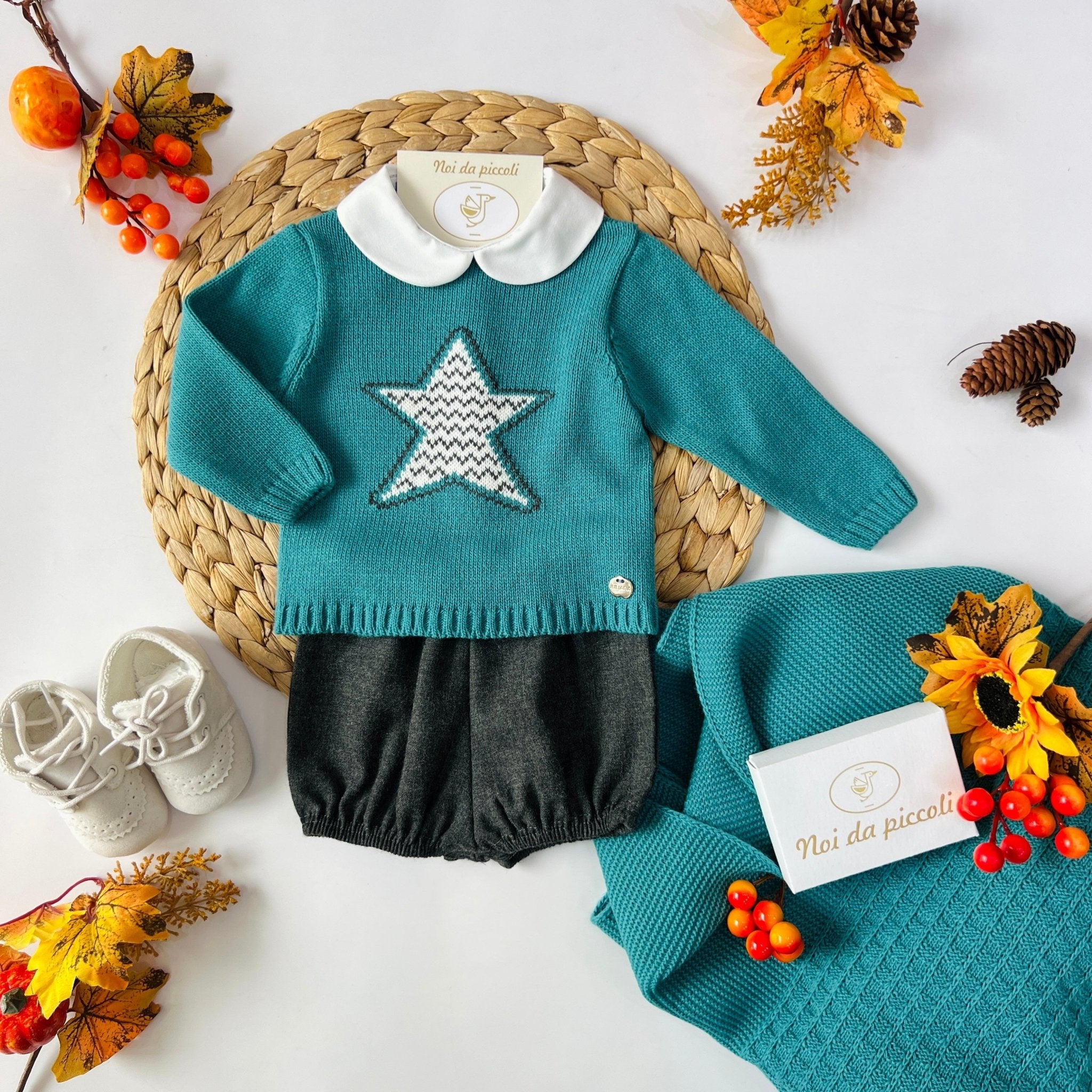 MAGLIETTINA STAR CON CULOTTINA FILATO CALDO E FLANELLA - Noi da piccoli