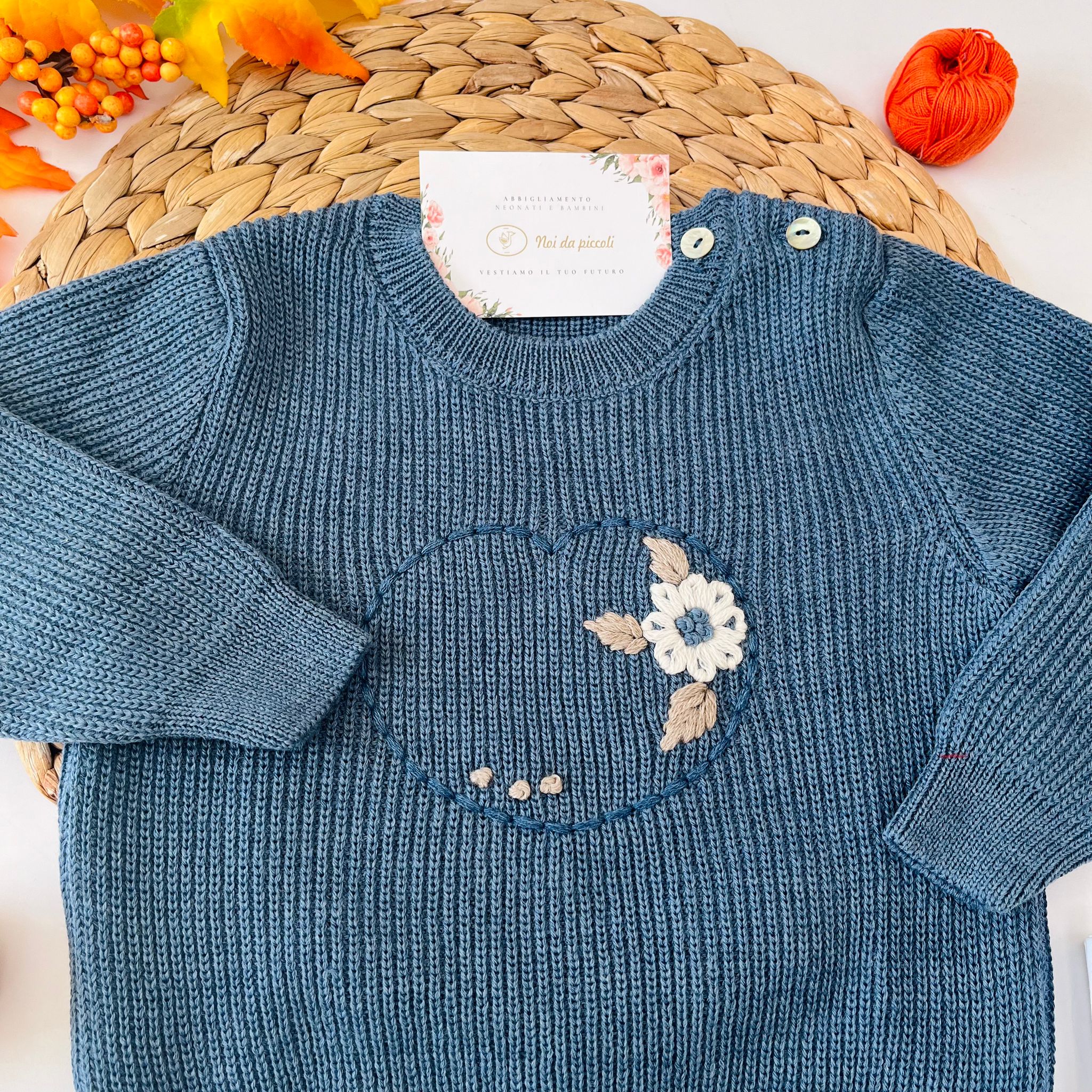 MAGLIONCINO A COSTE COTONE CALDO NAVY - Noi da piccoli