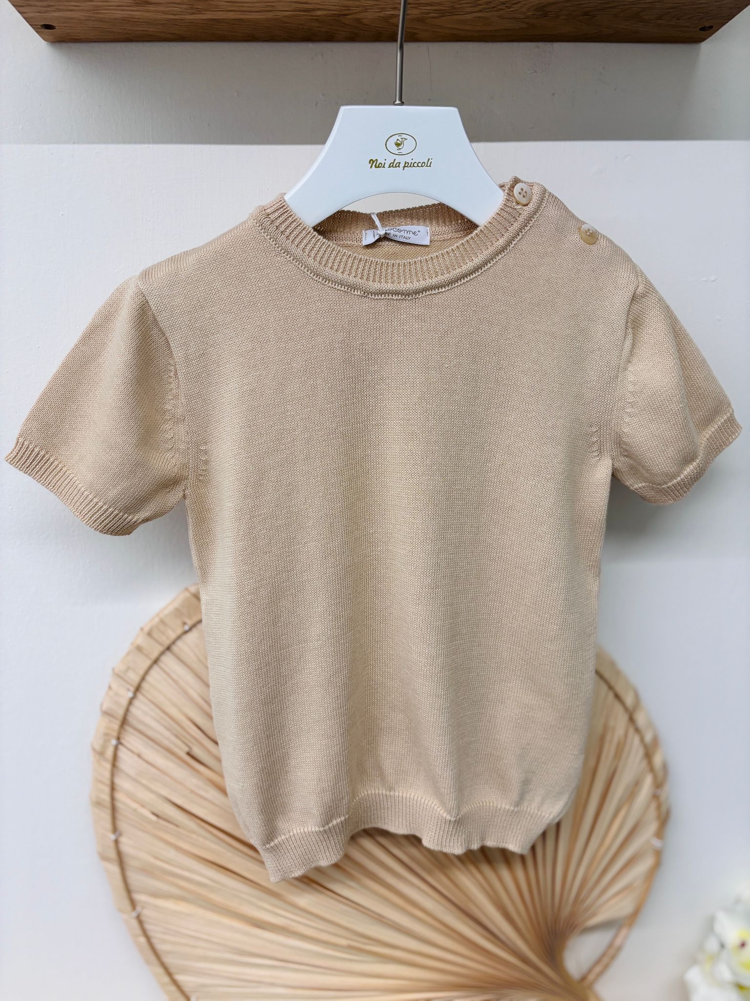 MAGLIONCINO A MANICA CORTA BEIGE - Noi da piccoli