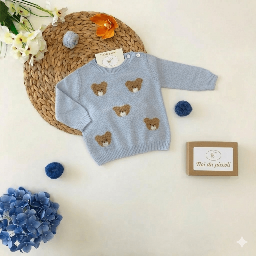 MAGLIONCINO CIELO TEDDY IN LANA MERINO E CASHMERE - Noi da piccoli