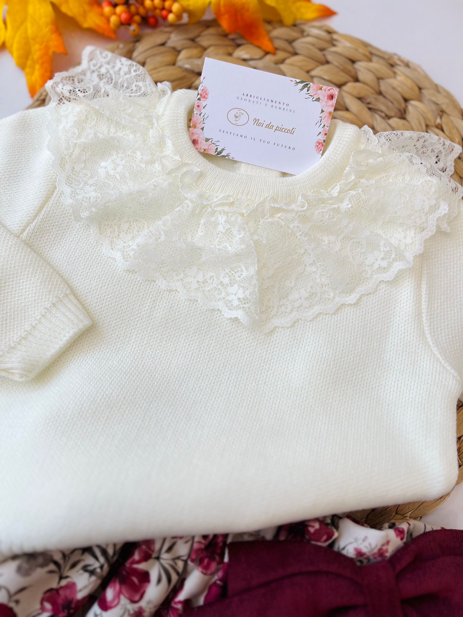 MAGLIONCINO CON GONNA COTONE CALDO PANNA - Noi da piccoli