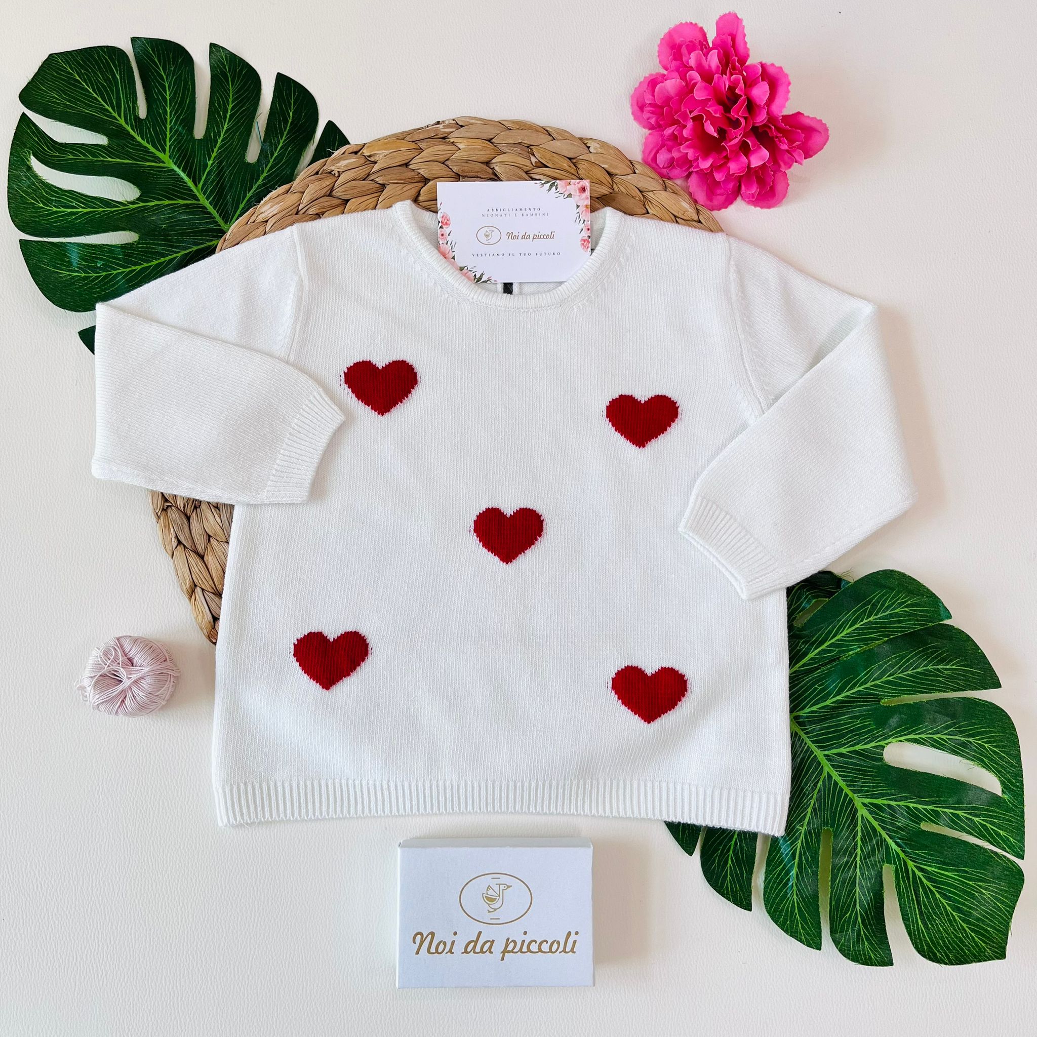 MAGLIONCINO CUORICINI PANNA - Noi da piccoli