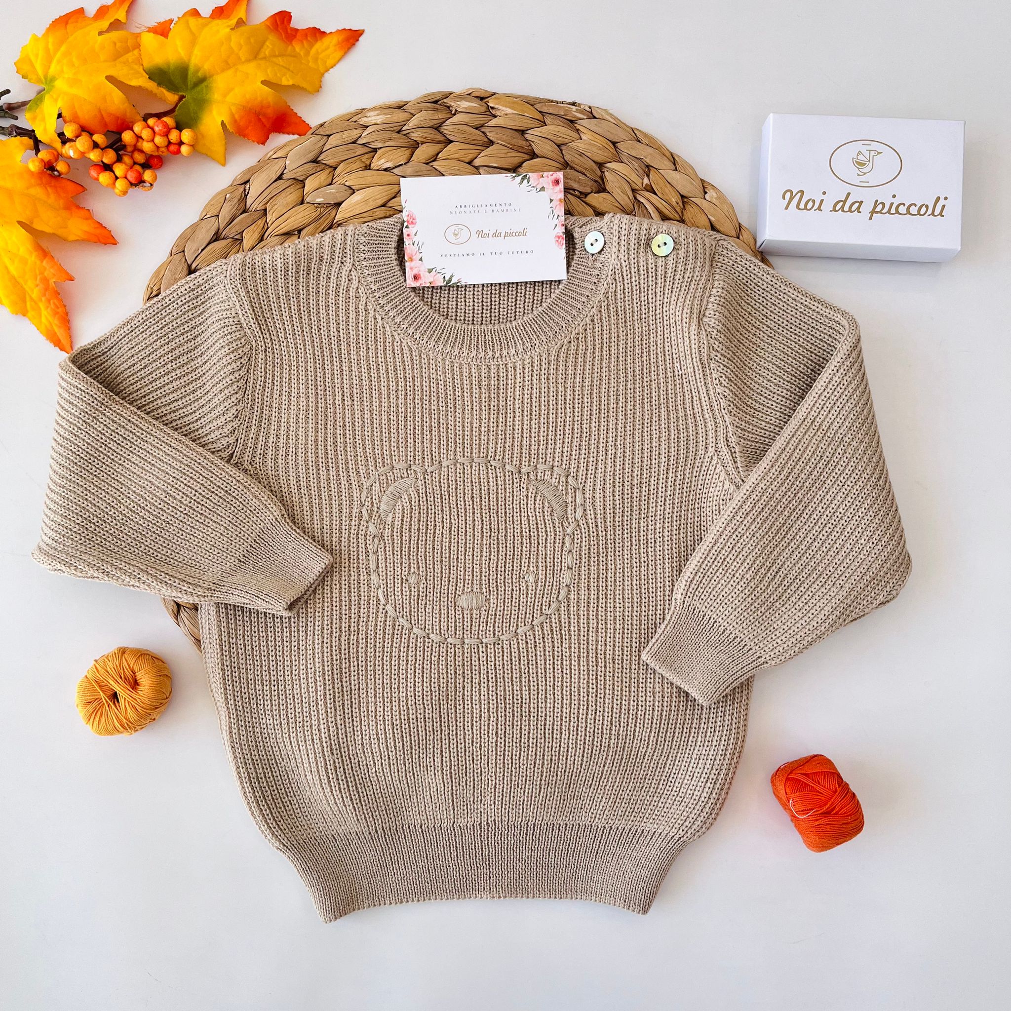 MAGLIONCINO GIRO COLLO LANA IN VERGINE BEIGE - Noi da piccoli