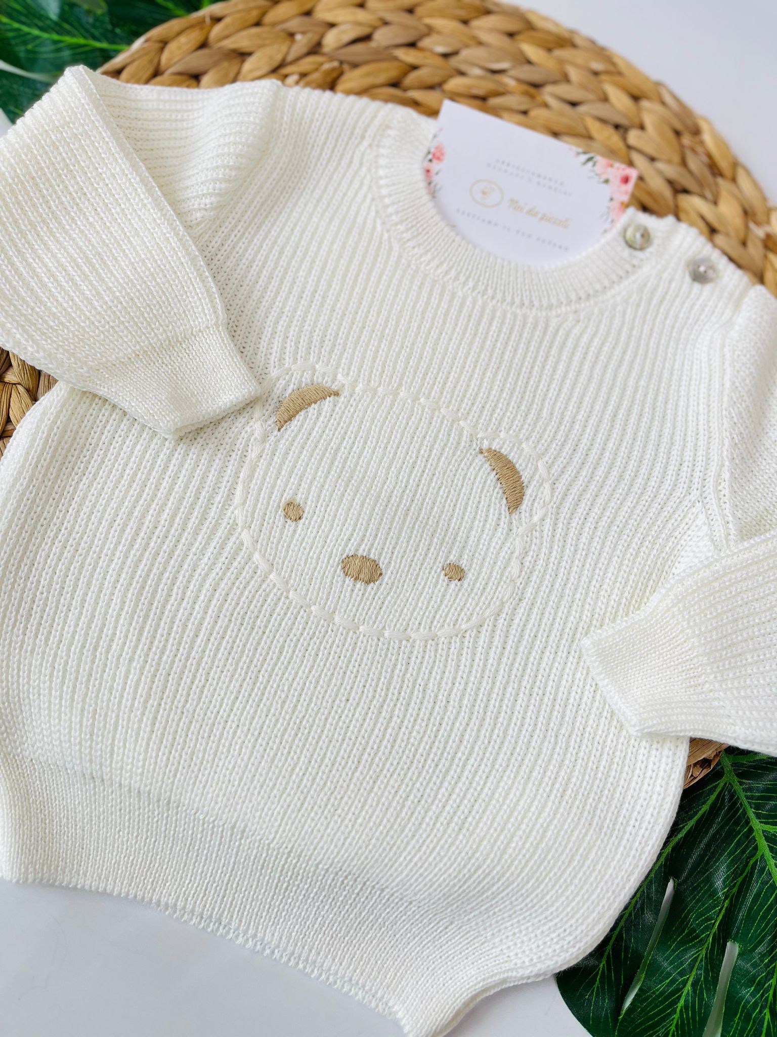 MAGLIONCINO GIRO COLLO LANA IN VERGINE TEDDY PANNA - Noi da piccoli