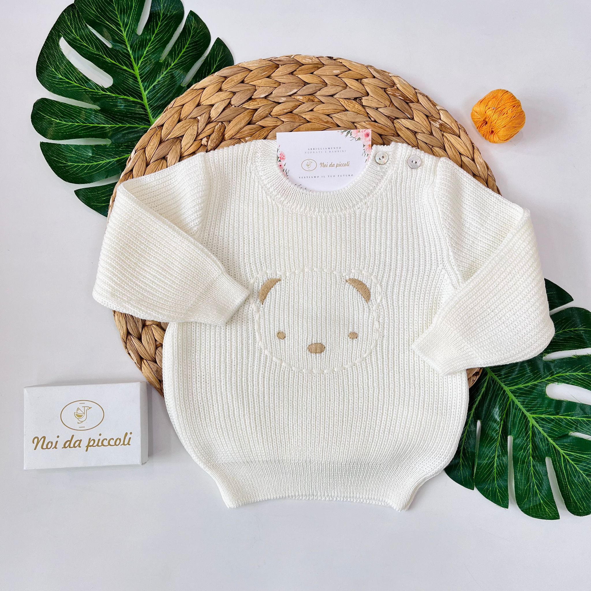 MAGLIONCINO GIRO COLLO LANA IN VERGINE TEDDY PANNA - Noi da piccoli