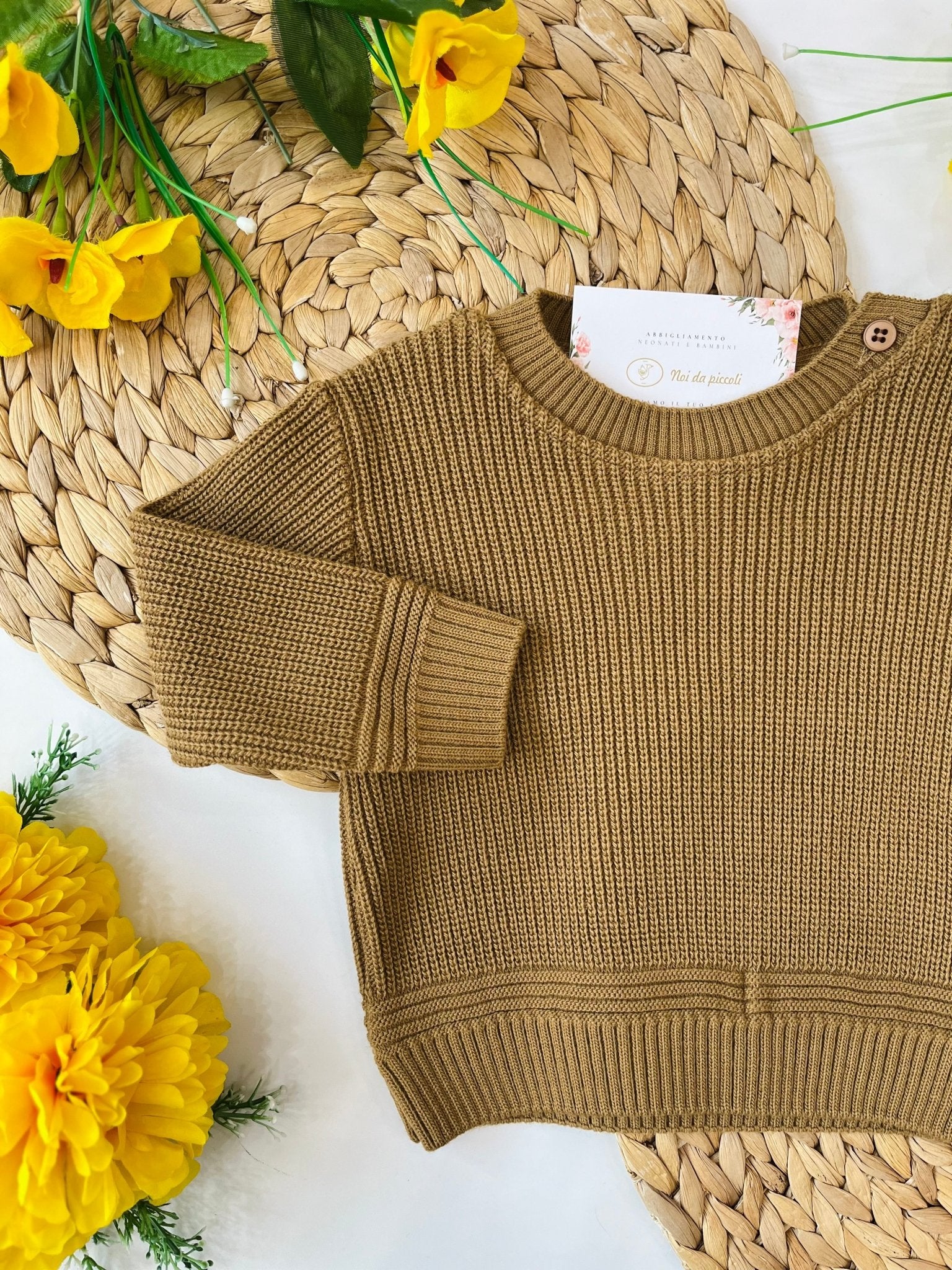 MAGLIONCINO GIROCOLLO MISTO LANA NOCCIOLA - Noi da piccoli